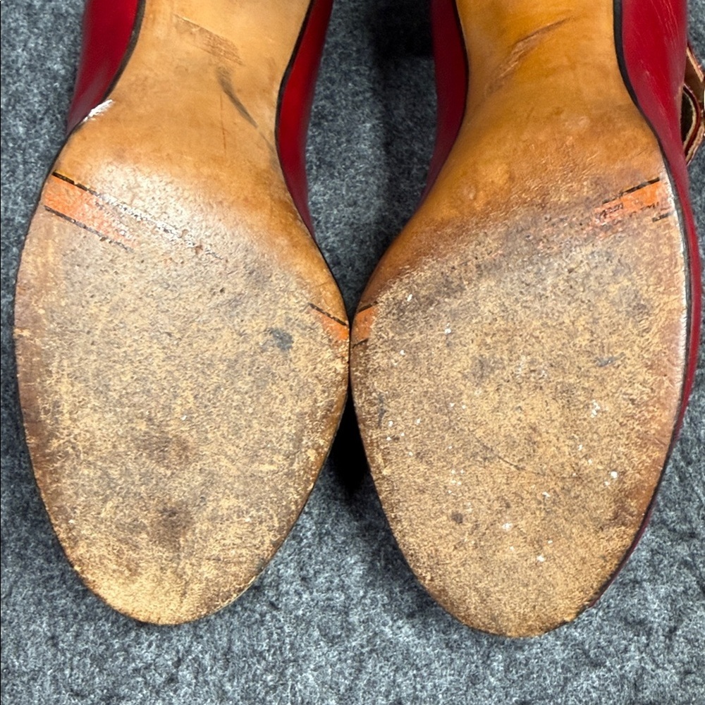 Vintage 1940’s Elegant Red Peep-Toe Heels by The Red Cross Shoe Corp - Picture 13 of 16